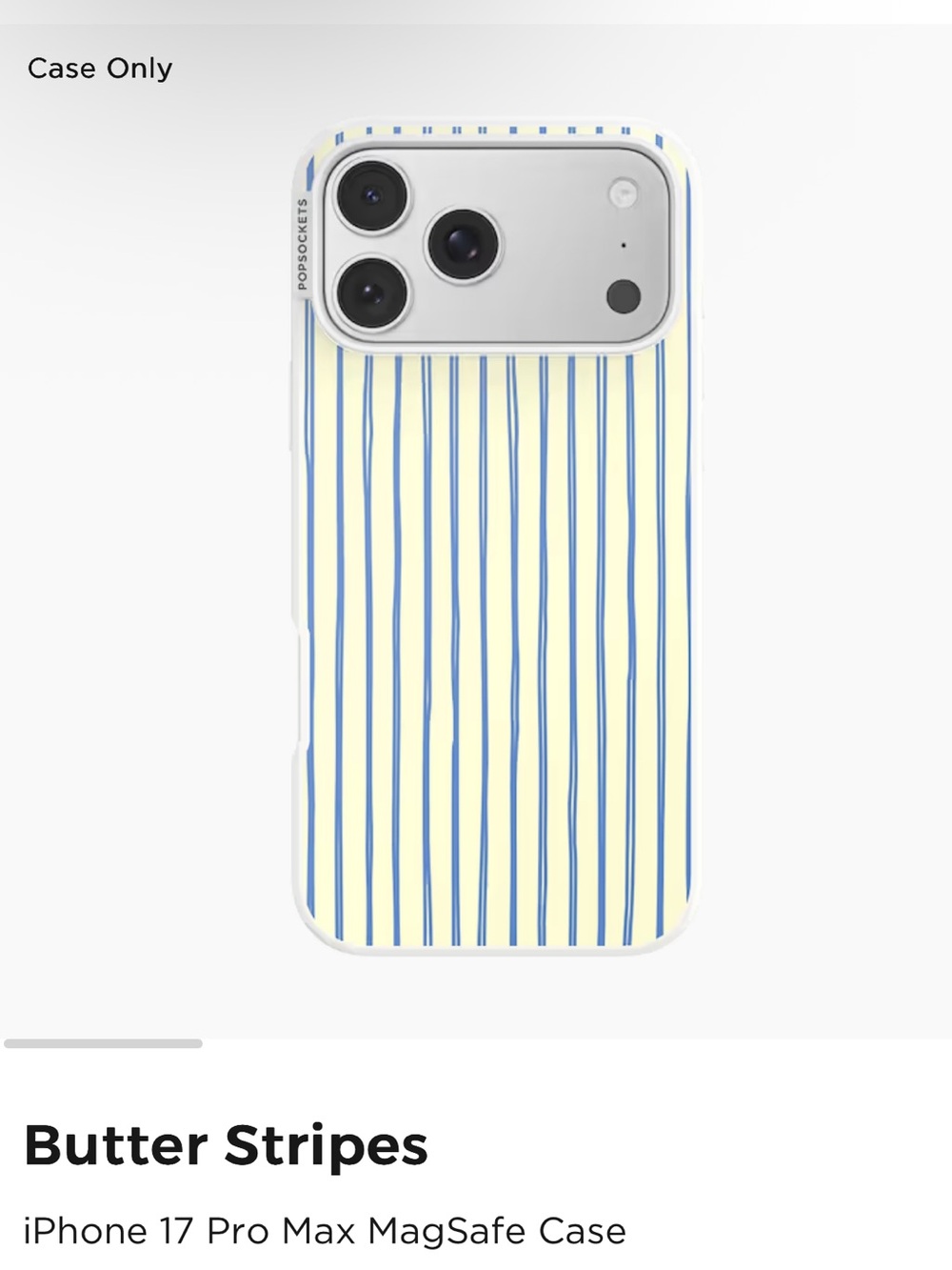 POPSOCKET MagSafe iPhone 17 Pro Max Case - Butter Stripes (Blue on Cream)